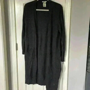 Matty M split hem open front duster cardigan